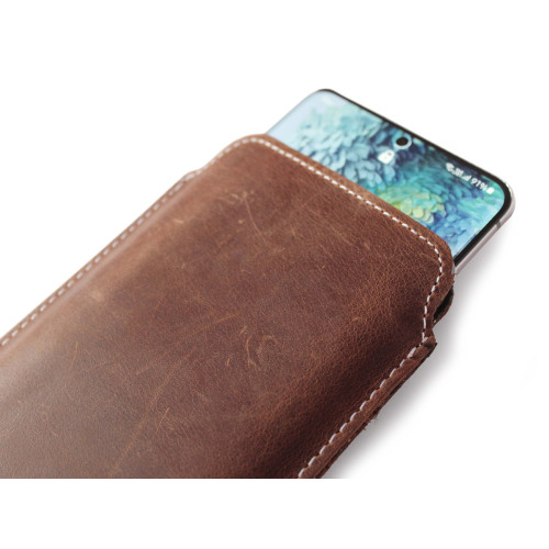 LURESKO LILLA XXL+ Leather slip case for Samsung Galaxy Z Fold 7 5G (vintage brown, white thread)