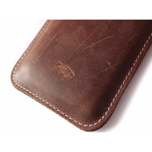 LURESKO LILLA XXL+ Leather slip case for Samsung Galaxy Z Fold 7 5G (vintage brown, white thread)