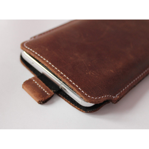 LURESKO LILLA XXL+ Leather slip case for Samsung Galaxy Z Fold 7 5G (vintage brown, white thread)