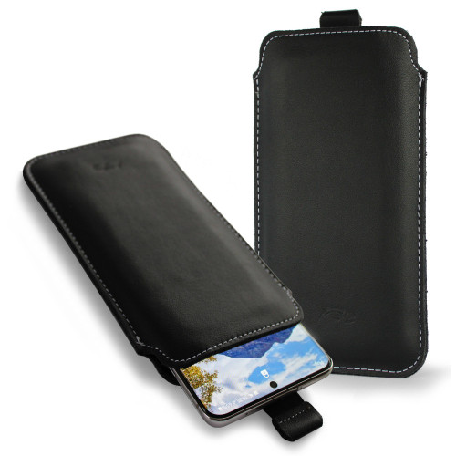 LURESKO LILLA XXL+ Leather slip case for Samsung Galaxy Z Fold 7 5G (smooth black, white thread)