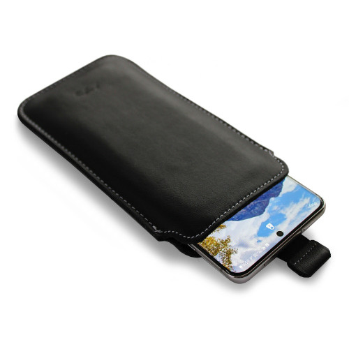 LURESKO LILLA XXL+ Leather slip case for Samsung Galaxy Z Fold 7 5G (smooth black, white thread)
