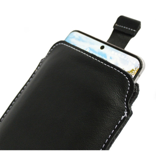 LURESKO LILLA XXL+ Leather slip case for Samsung Galaxy Z Fold 7 5G (smooth black, white thread)
