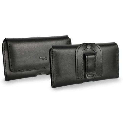 LURESKO HOLSTER XL Leather holster with double belt attachment 165x82x10mm (black smooth)