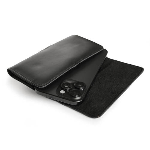 LURESKO HOLSTER XL Leather holster with double belt attachment 165x82x10mm (black smooth)