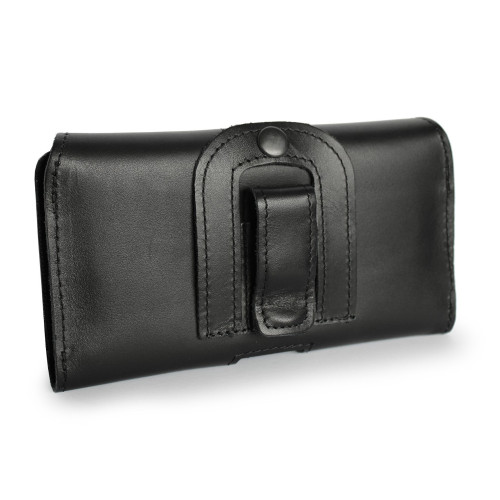 LURESKO HOLSTER XL Leather holster with double belt attachment 165x82x10mm (black smooth)