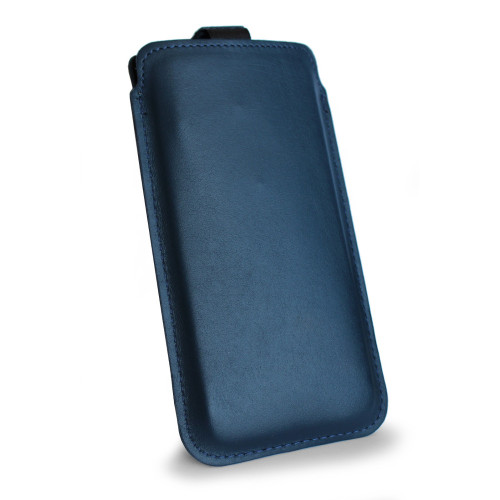 LURESKO NEW LILLA XXXL Leather slip case for iPhone 17 Pro Max / 16 Pro Max / 15 Pro Max / Galaxy S25 Ultra / S24 Ultra (smooth navy blue, navy blue thread)