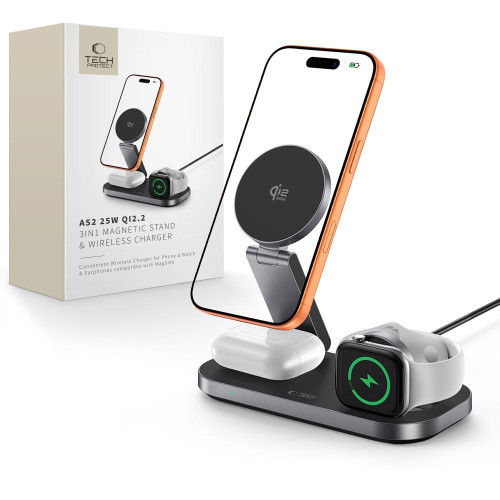 Tech-protect A52 3in1 Magnetic Magsafe Wireless Charger 25w Qi2.2 Black
