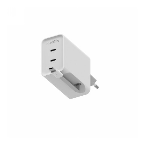Mophie ROC GaN - wall charger, 2x USB-C, 67W with retractable cable (white)