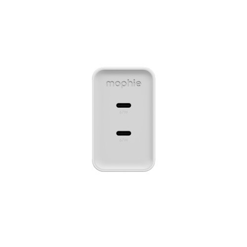 Mophie ROC GaN - wall charger, 2x USB-C, 67W with retractable cable (white)