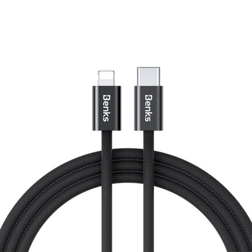 Benks Kabel D46 pleciony (C.D.SJ.FC.BK.LA32) - Typ C na Lightning - PD 27W 3A 2 metry czarny