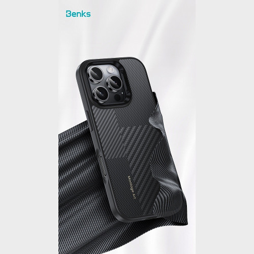 Benks Etui Montage Magnetic Armor Pro Kevlar Metal Frame 600D+1500D (MF65) do Iphone 16 Pro czarny (Camera Control Button)