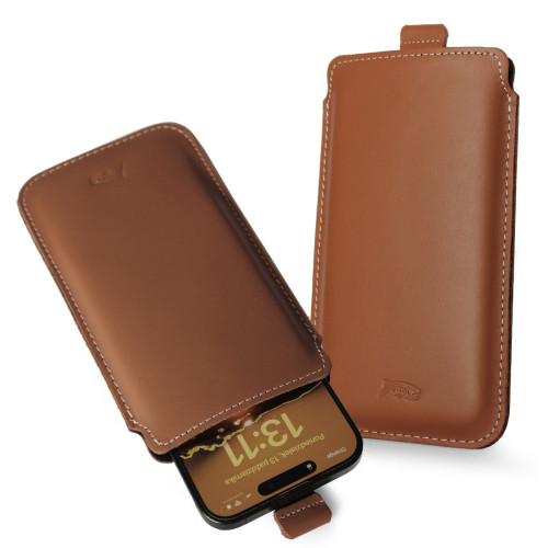LURESKO LILLA 4XL Leather slip case for phones up to 7 inches (smooth brown caffe)