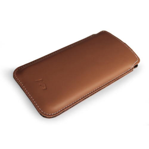 LURESKO LILLA 4XL Leather slip case for phones up to 7 inches (smooth brown caffe)