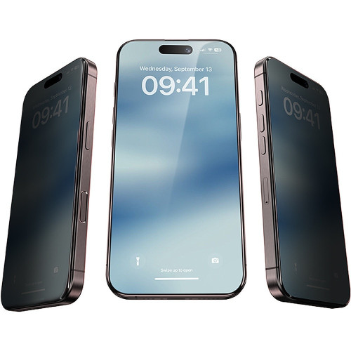 Benks Hartowane szkło Air Shield Privacy Glass (TF67) do Iphone 17/16 Pro czarne - 10 sztuk