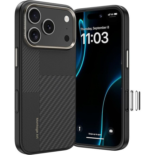 Benks Etui Montage Magnetic Armor Pro Kevlar Metal Frame 600D+1500D (C.K.FL.AP.BK.MA69) do Iphone 17 Pro czarny (Camera Control Button)