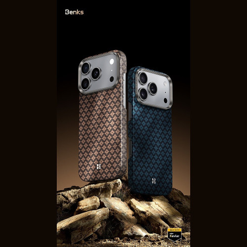 Benks Etui Magnetic Armor Air Armor Grid Kevlar Metal Frame 600D (C.K.FL.AP.BE.0069) do Iphone 17 Pro niebieski