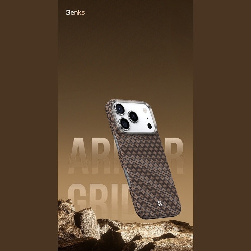 Benks Etui Magnetic Armor Air Armor Grid Kevlar Metal Frame 600D (A067) do Iphone 17 złote