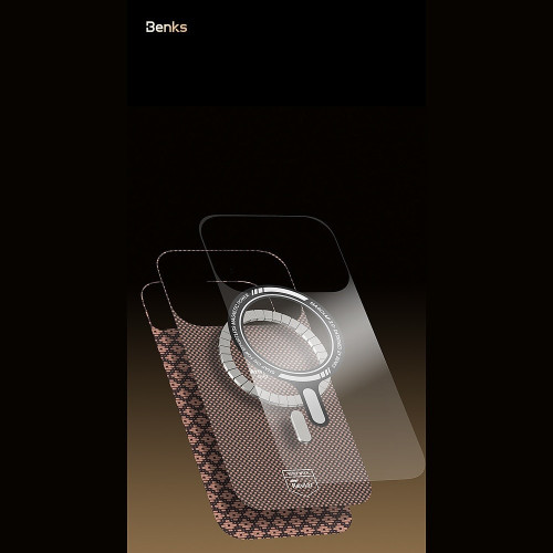 Benks Etui Magnetic Armor Air Armor Grid Kevlar Metal Frame 600D (A069) do Iphone 17 Pro złote