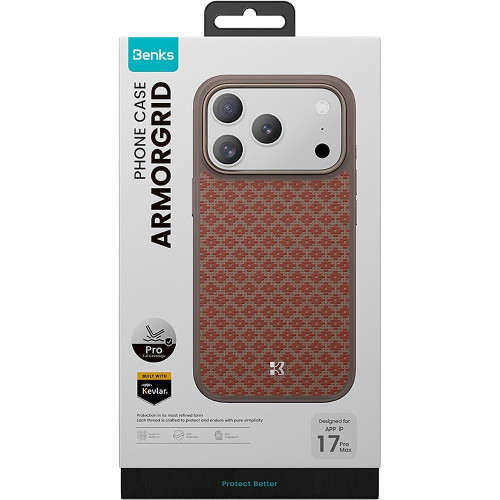 Benks Etui Magnetic Armor Pro Armor Grid Kevlar Metal Frame 600D (YB69) do Iphone 17 Pro pomarańczowe