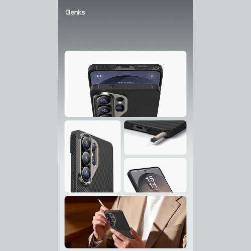 Benks Etui Montage Magnetic Armor Air Kevlar Metal Frame 600D+1500D (F049) for Samsung Galaxy S26 Plus black
