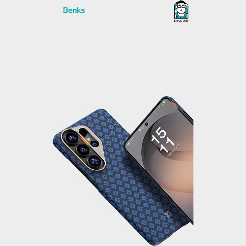 Benks Etui Magnetic Armor Air Armor Grid Kevlar Metal Frame 600D (A048) do Samsung Galaxy S26 niebieskie