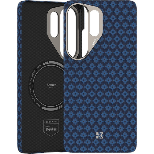 Benks Etui Magnetic Armor Air Armor Grid Kevlar Metal Frame 600D (A050) do Samsung Galaxy S26 Ultra niebieskie