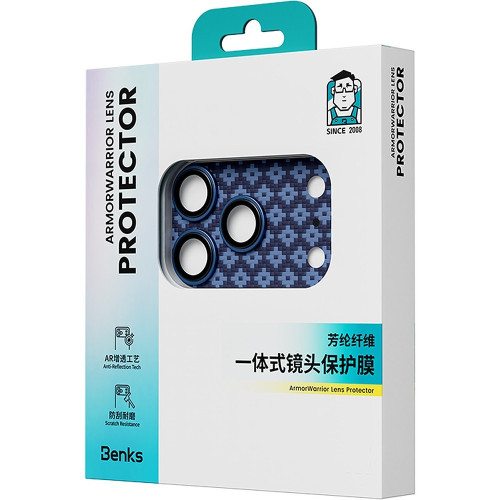 Benks Tempered Glass Armor Warrior Lens (BE70) for iPhone 17 Pro Max ArmorGrid blue (island)