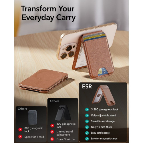 Esr Classic Rfid Magnetic Wallet Stand Magsafe Brown