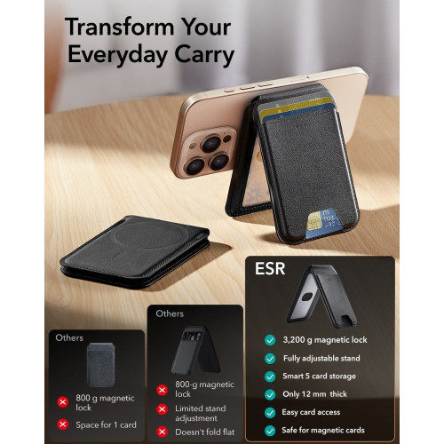 Esr Classic Rfid Magnetic Wallet Stand Magsafe Black