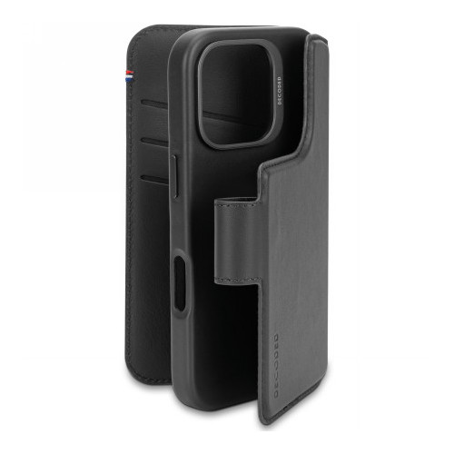 Decoded Leather Detachable Wallet - leather protective case for iPhone 16 Pro compatible with MagSafe (black)