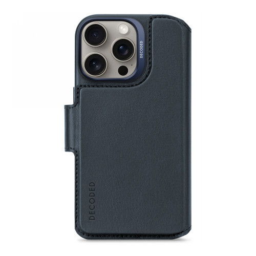 Decoded Leather Detachable Wallet - skórzana obudowa ochronna do iPhone 16 Pro kompatybilna z MagSafe (navy)