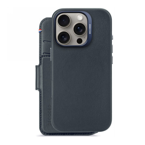 Decoded Leather Detachable Wallet - skórzana obudowa ochronna do iPhone 16 Pro kompatybilna z MagSafe (navy)