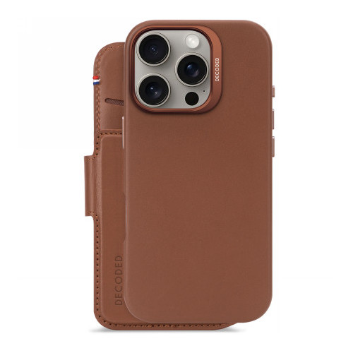 Decoded Leather Detachable Wallet - skórzana obudowa ochronna do iPhone 16 Pro kompatybilna z MagSafe (tan)
