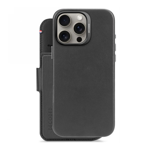 Decoded Leather Detachable Wallet - skórzana obudowa ochronna do iPhone 16 Pro Max kompatybilna z MagSafe (black)