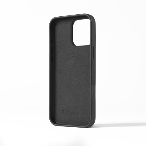 Etui Mujjo Leather Case w kolorze czarnym, idealnie dopasowane do Apple iPhone 16 Pro Max.