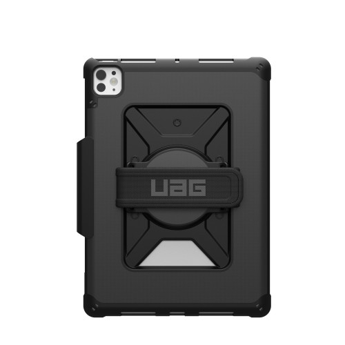 Etui UAG Metropolis SE w kolorze czarnym, z uchwytem na dłoń i Apple Pencil.