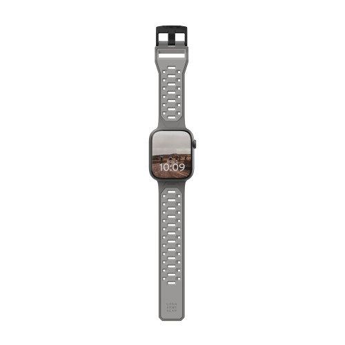 Pasek UAG Urban Armor Gear w kolorze szarym, wykonany z materiału TPU, idealny do Apple Watch.