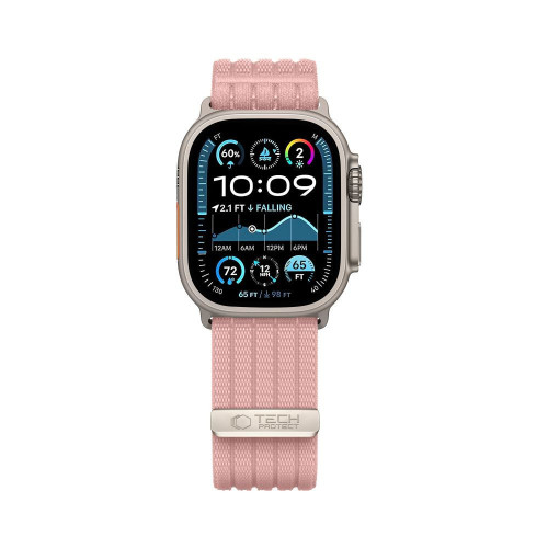 Tech-protect Nylon Sport Apple Watch 8 / 9 / 10 / 11 / Se / Ultra (44 / 45 / 46 / 49 Mm) Light Pink