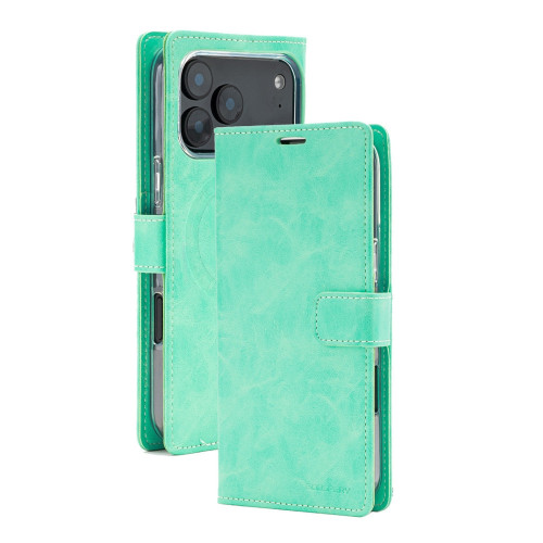 Etui Mercury BlueMoon Diary MagSafe do iPhone 17 Pro Max / 18 Pro Max miętowy