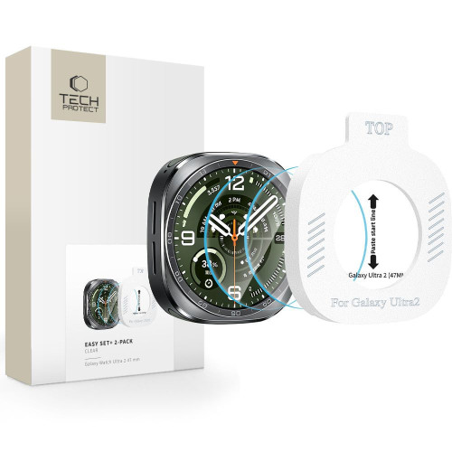 Edzett Üveg Tech-protect Easy Set+ 2-csomag Samsung Galaxy Watch Ultra 2 2026 (47 Mm) Átlátszó