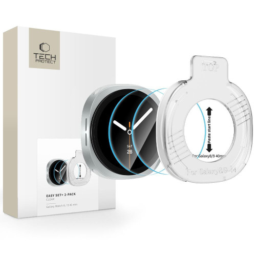 Tempered Glass Tech-protect Easy Set+ 2-pack Samsung Galaxy Watch 8 / 9 (40 Mm) Clear