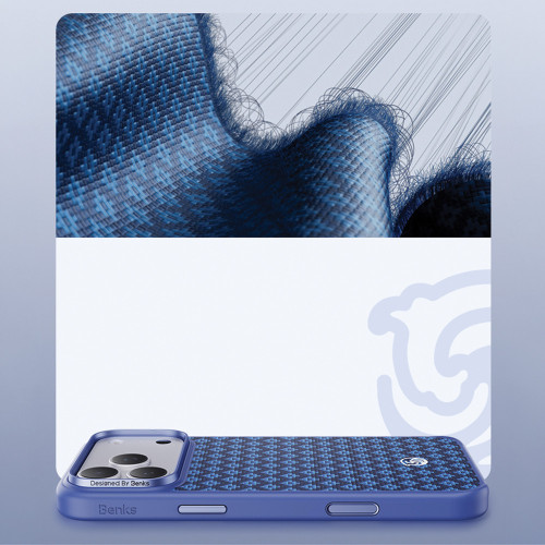 Benks Etui Magnetic Armor Pro Armor Grid Kevlar Metal Frame 600D (C.K.FL.AP.BE.B072) do Iphone 18 Pro/17 Pro niebieski