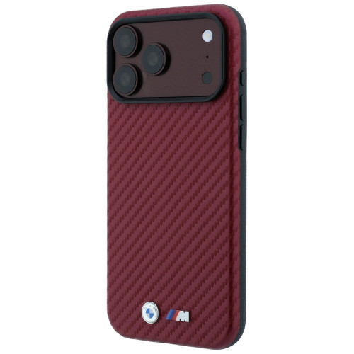 Etui BMW M Carbon Metal Logo MagSafe do iPhone 18 Pro / 17 Pro bordowy