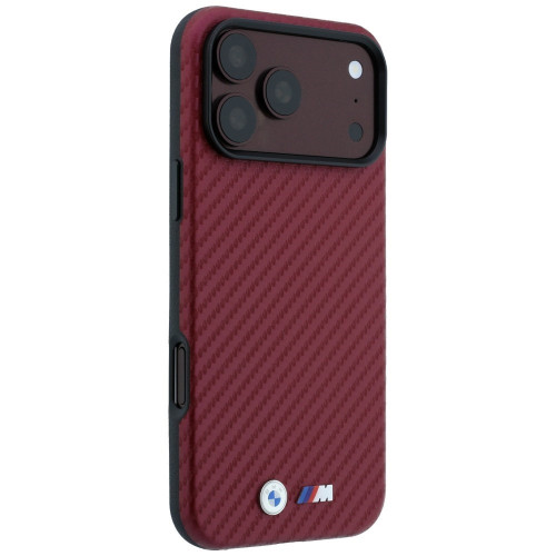 Etui BMW M Carbon Metal Logo MagSafe do iPhone 18 Pro / 17 Pro bordowy