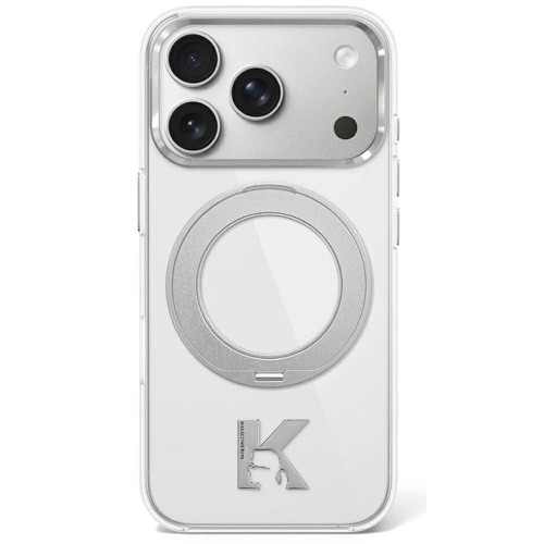 Etui Karl Lagerfeld  IML Ring Stand 360 Kameo Metal MagSafe do iPhone 18 Pro / 17 Pro przezroczysty