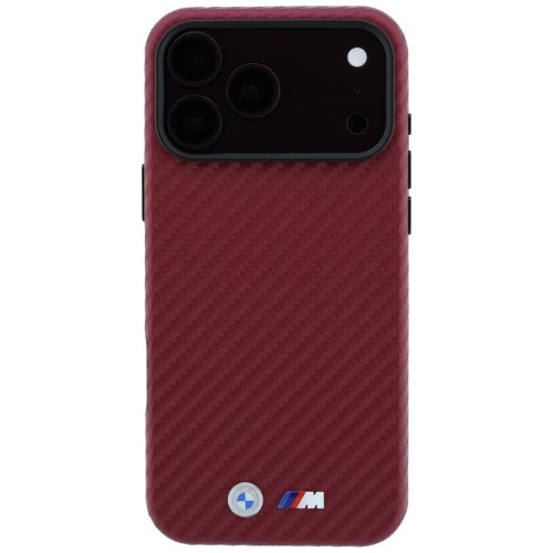 Etui BMW M Carbon Metal Logo MagSafe do iPhone 18 Pro Max / 17 Pro Max bordowy