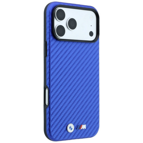 Etui BMW M Carbon Metal Logo MagSafe do iPhone 18 Pro Max / 17 Pro Max niebieski