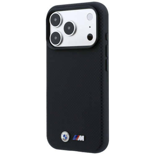 Etui BMW M Quadrille Kevlar Metal Logo MagSafe do iPhone 18 Pro / 17 Pro czarny