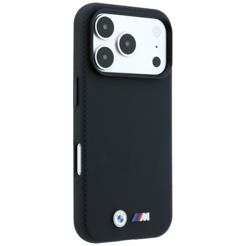 Etui BMW M Quadrille Kevlar Metal Logo MagSafe do iPhone 18 Pro / 17 Pro czarny