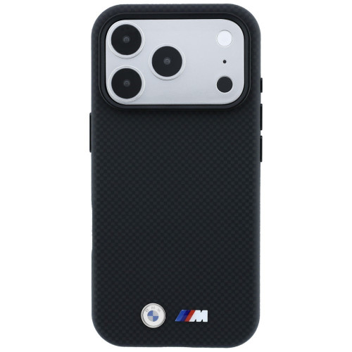Etui BMW M Quadrille Kevlar Metal Logo MagSafe do iPhone 18 Pro Max / 17 Pro Max czarny